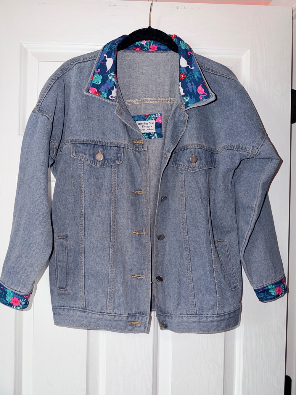 Denim Jacket with Flamingo Trim - Women's XS/S